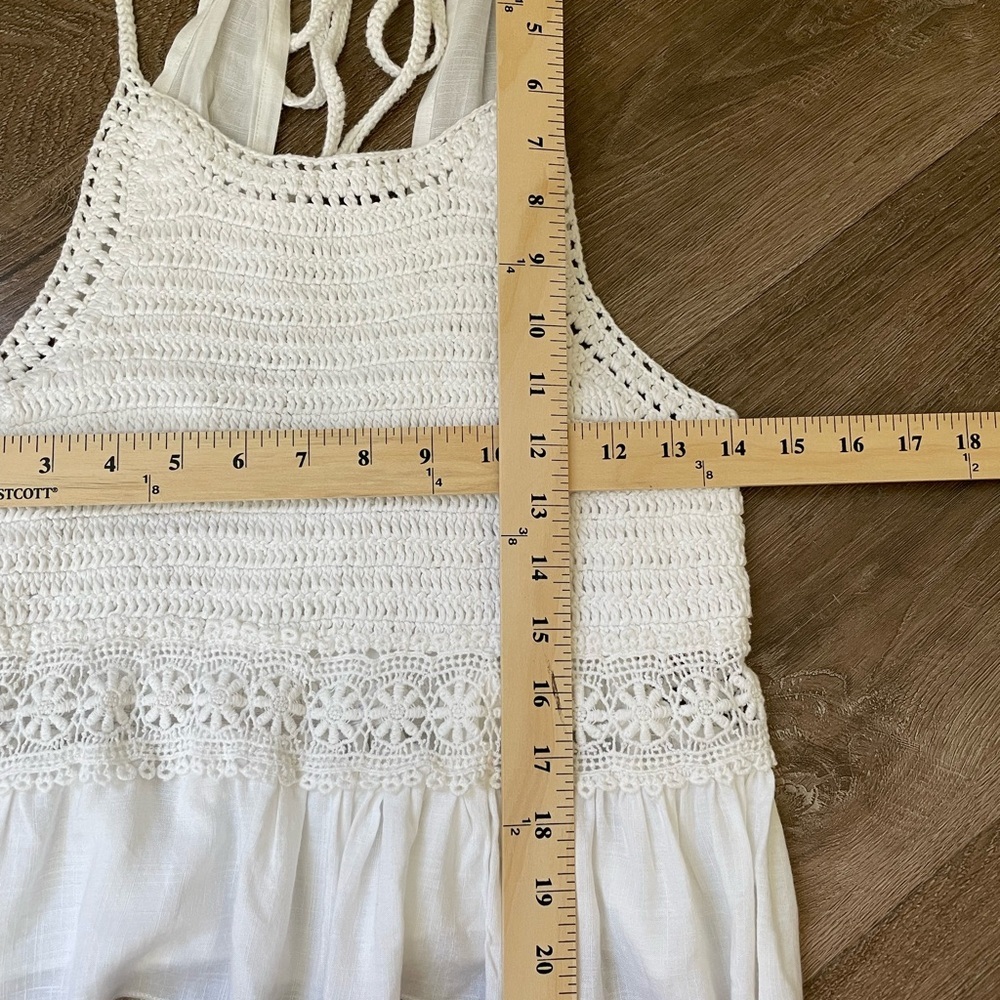 GOA Beachwear By Japna Sleeveless Crochet Coverup Top White Tie Strap ~ Size S - Picture 5 of 10